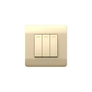(NEW3-E) Переключатель 3-клавишный с подсветкой, 10А, шампань