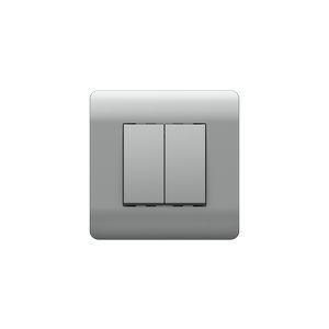 (NEW3-E) Выключатель 2-клавишный 10А, серебряный