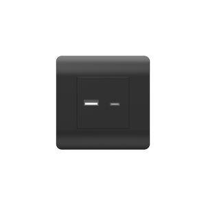 (NEW3-E) Розетка USB A+С, 5В/2,1А, черный