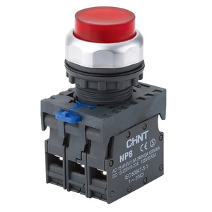 Кнопка упр. выступ., NP8-20GND/4 подсвет., самовозв., красн., AC/DC 24В(LED), 2НО, IP65 (R)